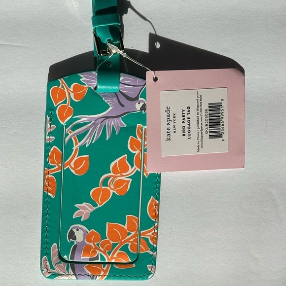 NEW! Kate Spade ♠️ Green Leather Travel luggage Tag - Picture 6 of 9